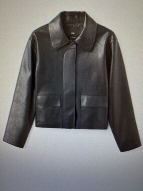 Mango Black Faux Leather Boxy Jacket
